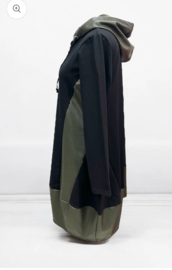 Vincenzo Allocca oversized katoen A-lijn blazer met inzet van eco leder/aparte/stretch/zwart