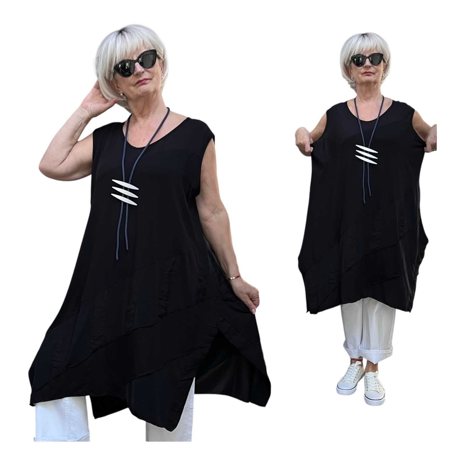 KEKOO design viscose  A-lijn jurk  zwart stretch 
