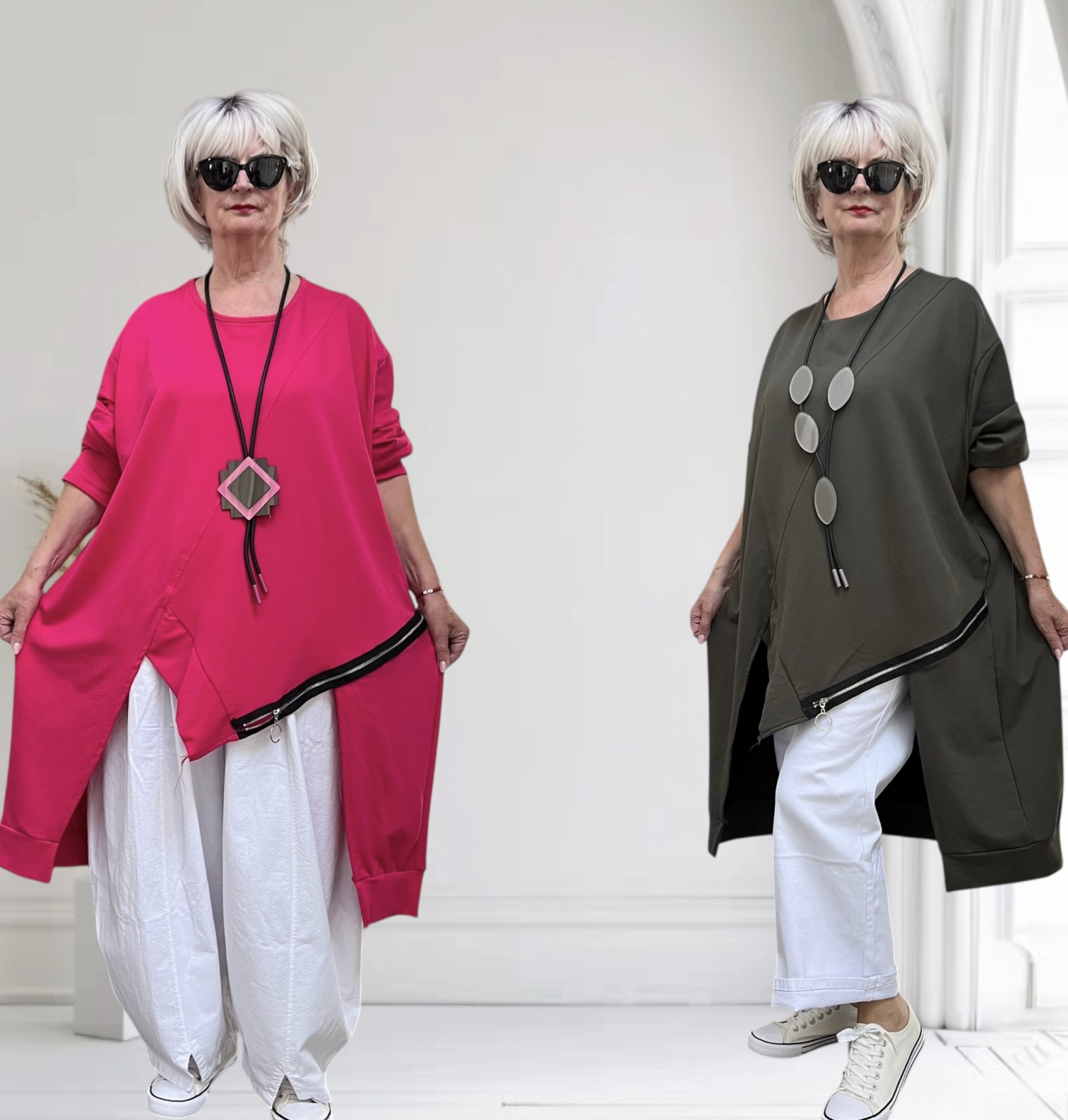 ITALIA MODA oversized katoen A-lijn tuniek stretch/in meerdere kleuren