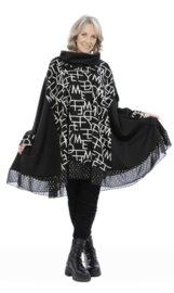 AKH oversized viscose A-lijn tuniek  apart zwart/grijs stretch