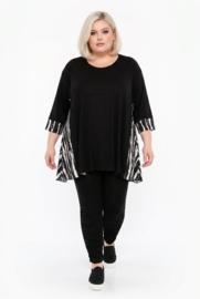 AKH oversized viscose jersey A-lijn jurk  apart/stretch zwart/wit