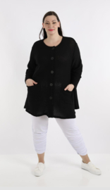 AKH gebreide oversized bouclé  A-lijn katoen vest/blazer apart stretch