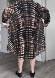 ITALIA MODA viscose chiffon met accordeonplissé A-lijn jurk gevoerd /stretch