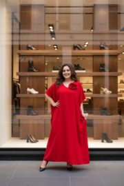 ITALIA viscose poncho met broche/niet doorschijnende