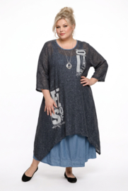 Zedd Plus katoen A-lijn overjurk jeansblauw