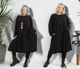 AKH oversized A-lijn glatter kepp jurk  /stretch zwart