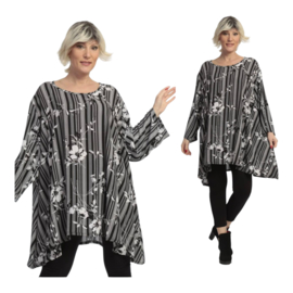 AKH oversized viscose mix tuniek apart zwart/wit stretch