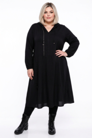 AKH oversized viscose soepele slinky-kwaliteit A-lijn jurk  apart/ zwart