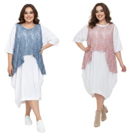 Moonshine oversized de modieuze kleuring  katoen KANTEN top apart stretch /in meerdere kleuren