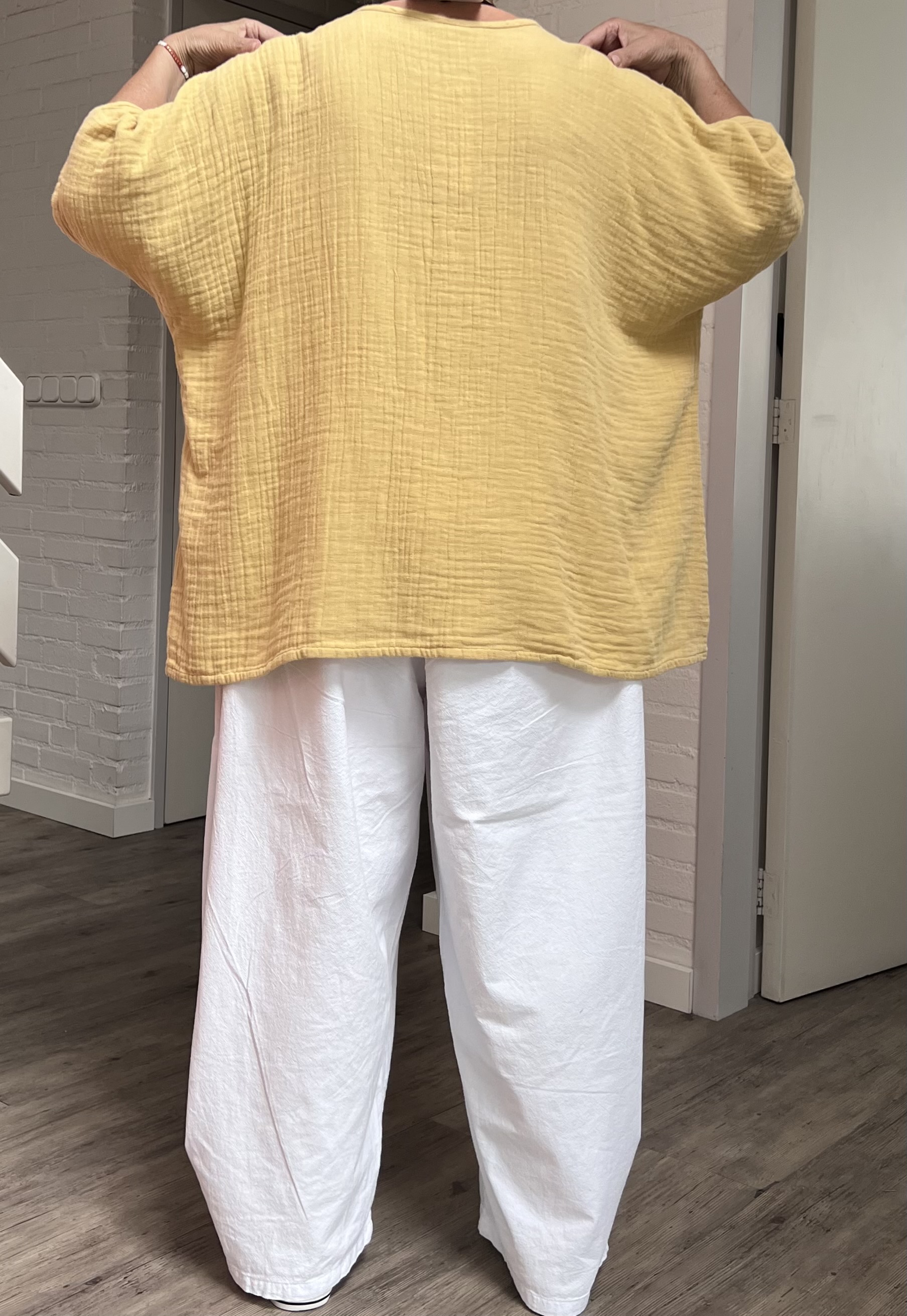 KEKOO design oversized katoen/linnen  mousseline top