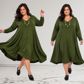 ITALIA   jersey viscose mix  A-lijn jurk stretch  /in meerdere kleuren