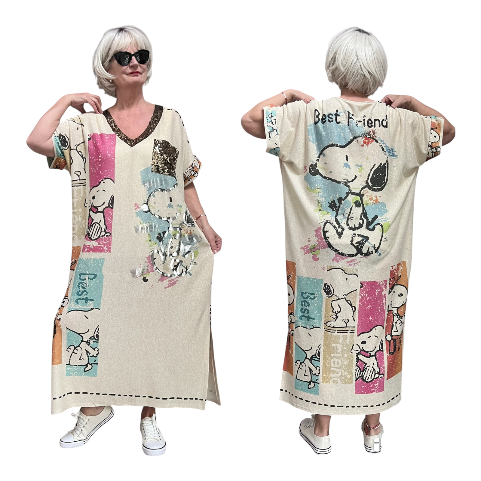CHARME MODA oversized jurk met glitters stretch