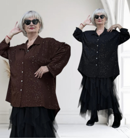 ITALIA  oversized viscose  A-lijn blouse met fijne glitter/in meerdere kleuren