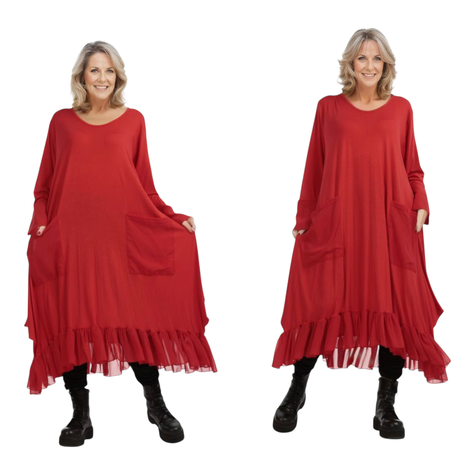 AKH viscose A-lijn jurk met chiffon stof apart stretch