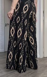 ITALY Mode jersey viscose  wijde broek apart /zeer rekbaar/ zwart /beige 
