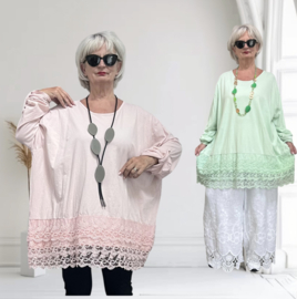ITALIA MODA oversized katoen tuniek met kant stretch/in meerdere kleuren