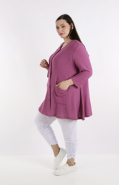 AKH gebreide oversized A-lijn katoen vest/blazer apart stretch