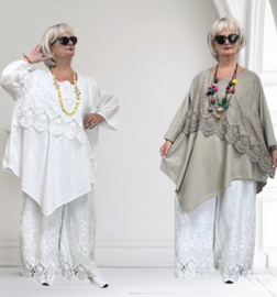 Moonshine linnen/katoen A-lijn tuniek/ geborduurd / in meerdere kleuren