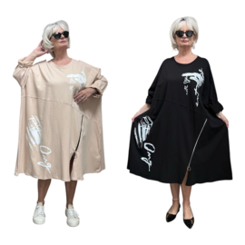 ITALIA MODA oversized katoen A-lijn jurk/tuniek stretch/in meerdere kleuren