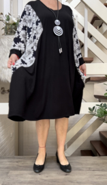 Eva oversized A-lijn jersey viscose jurk met zakken apart (extra groot)zwart/stretch