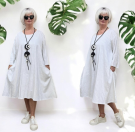 AKH oversized linnen mix A-lijn jurk/tuniek met zakken apart