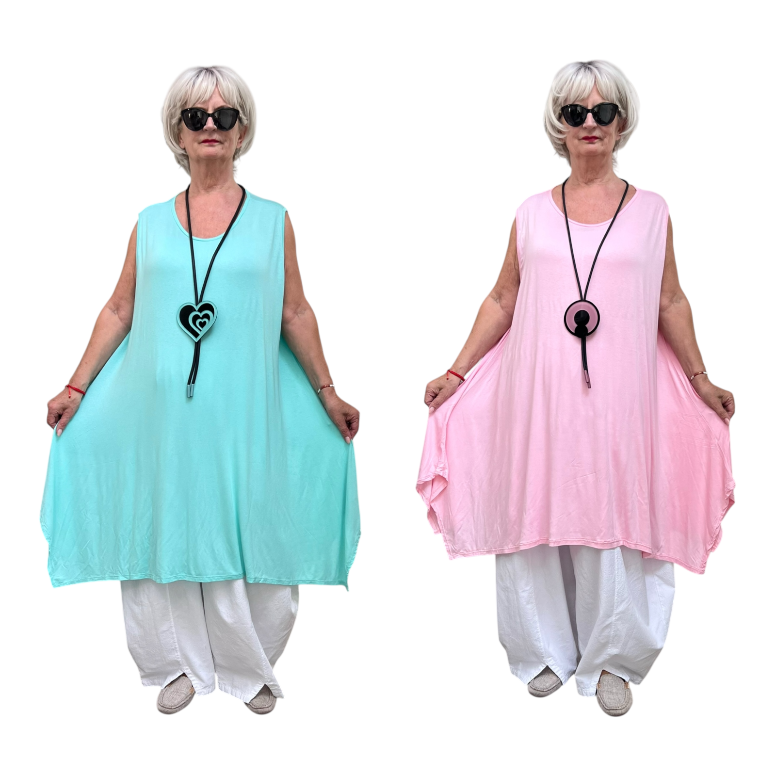 Moonshine jersey viscose  A-lijn tuniek stretch apart/in meerdere kleuren