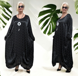Divas planet viscose A-lijn jurk zwart