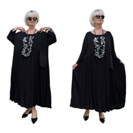 Vincenzo Allocca oversized katoen A-lijn jurk apart zwart/stretch