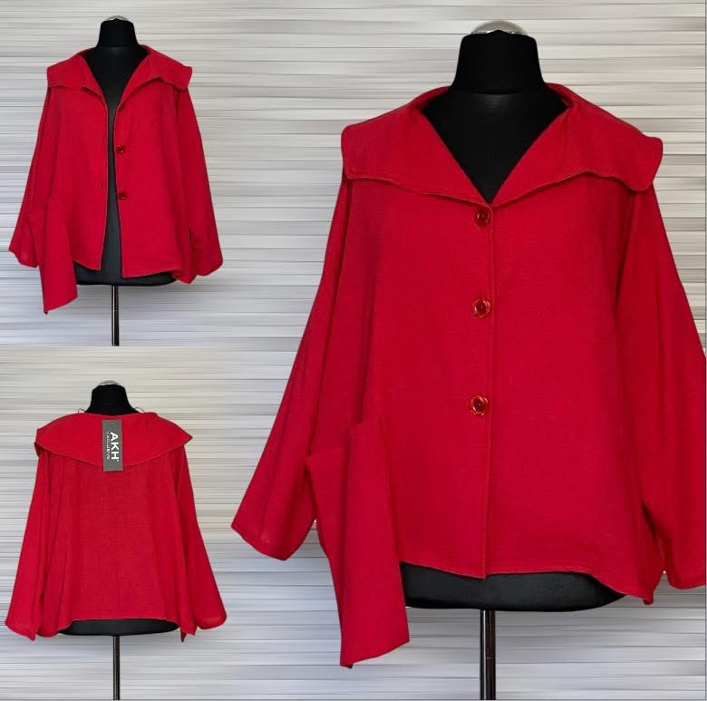 AKH viscose/linnen A-lijn korte blazer met zakken apart