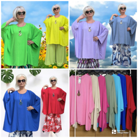 ITALIA MODA viscose tuniek/poncho met ketting /niet doorschijnend/in meerdere kleuren