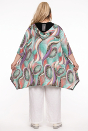 R.A.F.A.Y viscose A-lijn tuniek/blazer met capuchon en knoopsluiting/  stretch