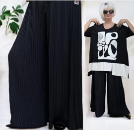 ITALY Mode viscose accordeon-plooi  wijde broek apart /zeer rekbaar//in meerdere kleuren