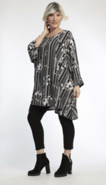 AKH oversized viscose mix tuniek apart zwart/wit stretch
