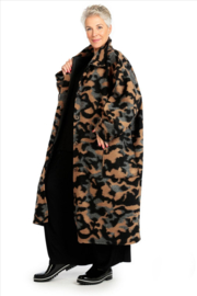 AKH oversized lange wollen winterjas/mantel  gevoerd