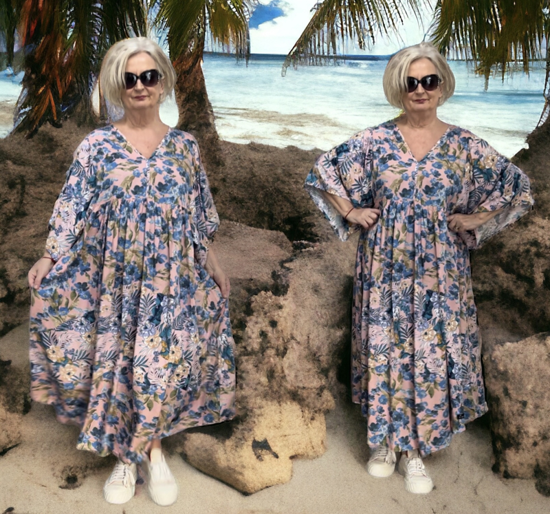 Mila Ragazza oversized A lijn viscose boho jurk apart extra groot