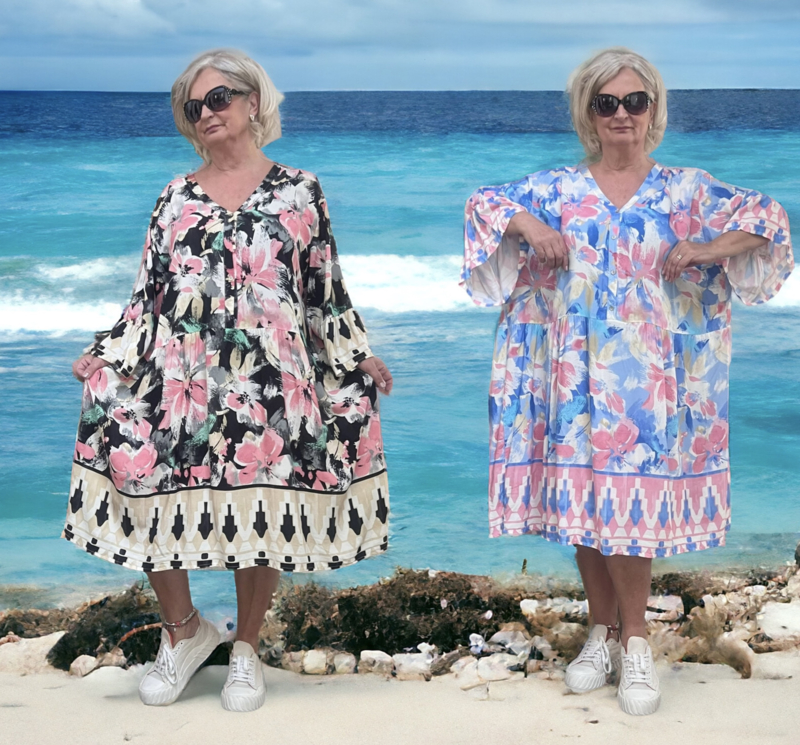 ITALIA viscose ibiza look A lijn tuniek jurk in meerdere kleuren tunieken KJ Style Webshop Grote Maten Damesmode