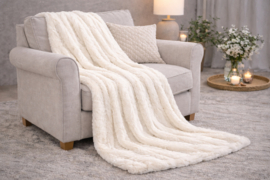 Kleed/Plaid VKW 'Blush' Ivory 150x200cm