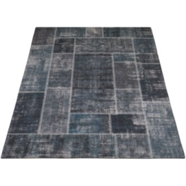 Vloerkleed Patchwork 'Mijnen' Grijs/Blauw