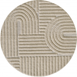Vloerkleed VKW Scandinavisch 3D Effect 'Logit' Beige Rond