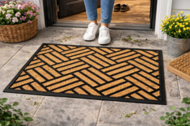 Kokos Schoonloopmat VKW 'Bali Stripes 504' Natural/Zwart