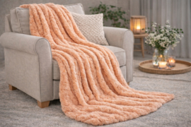 Kleed/Plaid VKW 'Harmony' Zalm/Perzik 150x200cm