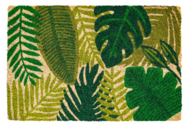 Kokosmat Ruco Print Green Leaves Groen 40x60cm