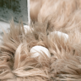 Vloerkleed VKW Hoogpolig Pluizig Kunstbont 'Odette' Beige 120X170cm