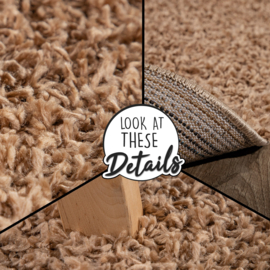 Vloerkleed VKW Effen Hoogpolig 'Jandro' Beige