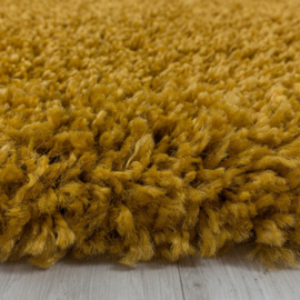 Vloerkleed VKW Hoogpolig Shaggy 'Gingerlynn' Goud Rond