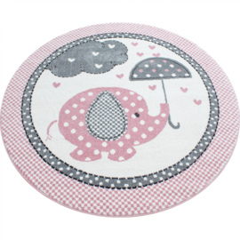 Kindervloerkleed VKW 'Kids Story Sweet Hearts' Roze Rond