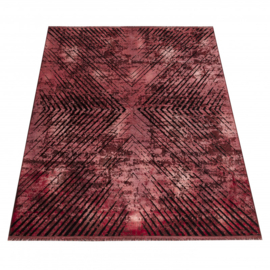 Vloerkleed VKW Grafisch Modern 'Viscose Look' Rood/Zwart