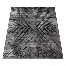Vloerkleed VKW Grafisch Modern 'Viscose Look' Grijs/Zwart