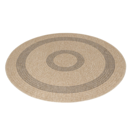 Vloerkleed VKW Outdoor/Indoor 'Pasir' Naturel/Zwart Rond