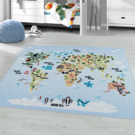 Kindervloerkleed VKW 'Kids Story Atlas' Blauw